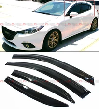 JDM WAVY 3D STYLE SMOKED WINDOW VISOR VENT SHADE FOR 2014-2019 MAZDA 3 MAZDA3