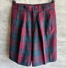 Vintage Giorgio Sant  Angelo Red Tartan Plaid Merino Wool Pleated Shorts Size 10