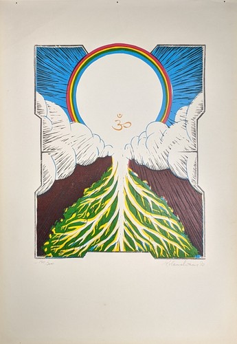 Roland Kraus, Abstract Tree, Woodblock Print, Signed, Num., 1973