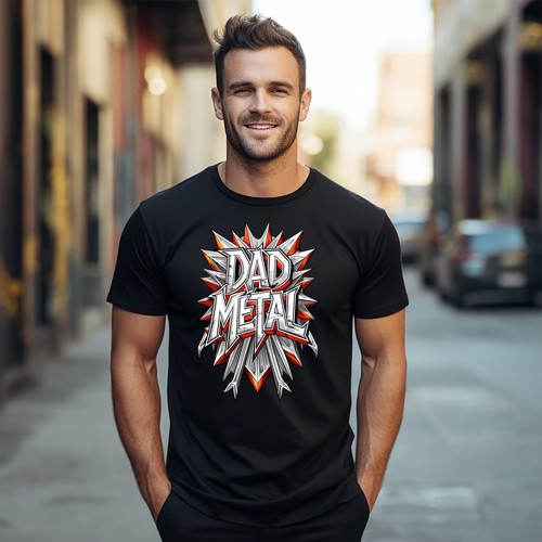 Dad Metal Shield Funny T-shirt - Unleash the Dad Metal Power! 100% Cotton, Funny - Picture 9 of 46