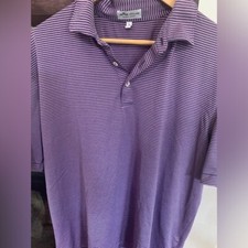 Peter Millar Summer Comfort Polo Shirt Purple Black Stripe Size XL Stretch