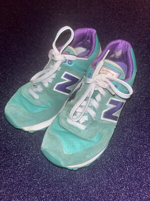 New Balance 574 trainers in green and purple size 6.5 Encap