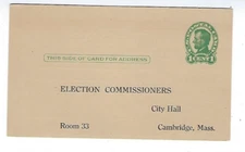 UX26 Postal Card, Advertising, 1932 Election Commissioners, Cambridge MA