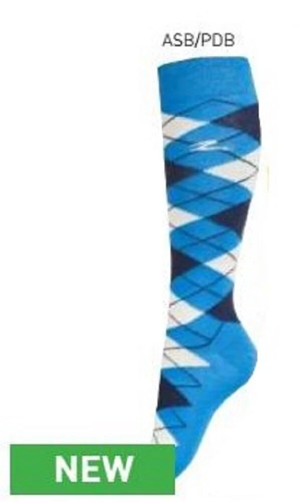 Neuf ! 1 paire de chaussettes à carreaux SUPREME ALANA bleu et blanc marque Horze en 3 TAILLES !