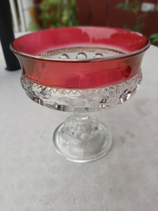Tiffin Glass Co King’s Crown Thumbprint Compote 