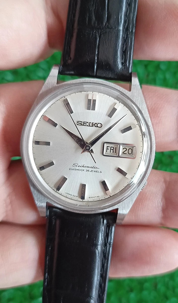 Sch ne Vintage Seikomatic Weekdater 6218 8950 Diashock 35 Juwelen Automatikuhr