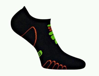 Eurosocks Ghost Socks Silver Lightweight Black/Orange Small M 4-7 W 5-8 New