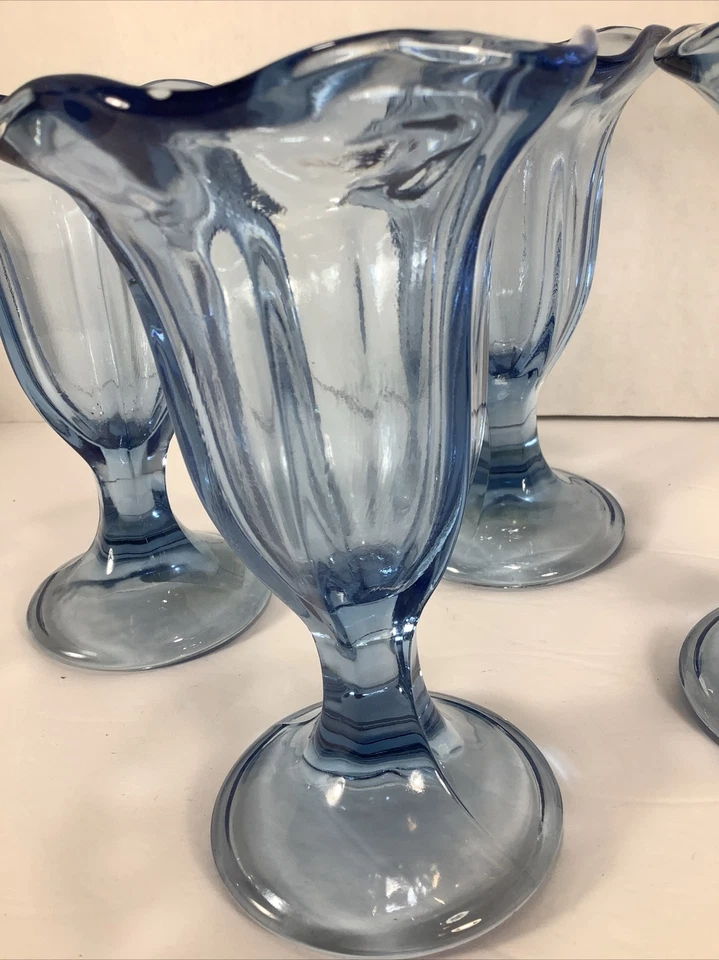 Set of 4~Anchor Hocking®️ Glass 6” Ice Cream Sundae Dishes~Light Blue~NEW - Image 3 of 4