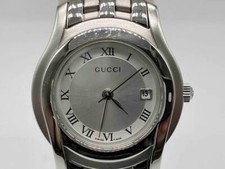 GUCCI 5500L Women's Quartz Analogue Wristwatch Silver Dial Case Size 27mm Used