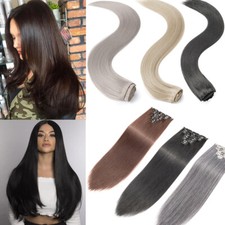 Thick 8Pcs 18Clips Clip in Full Head Hair Extensions Curly Straight For Woman US