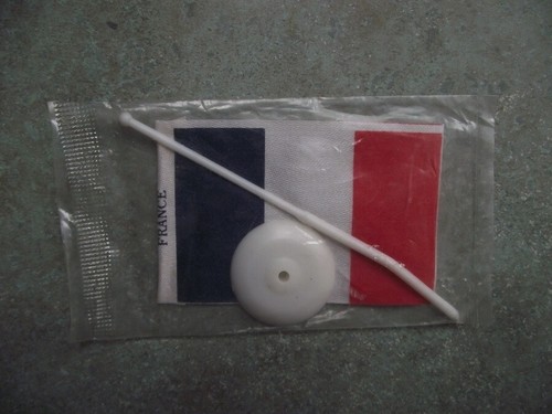 Vintage Cloth Blue, White and Red France Flag and Pole with Base