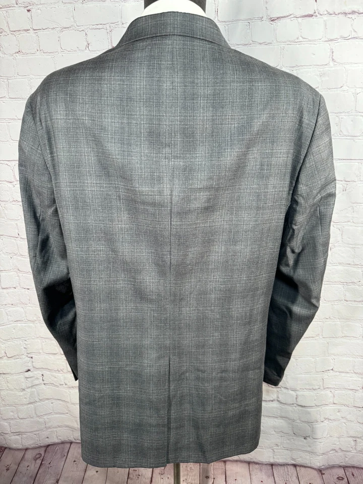 JOSEPH & FEISS Mens Gray Check BIG & TALL Wool Sport Coat Blazer Jacket SIZE 48R - Image 4 of 4