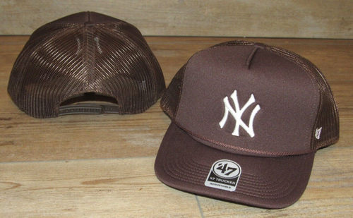 New York Yankees Brown '47 Brand Foam Front Mesh Trucker Hat Cap size Men's