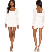 REVOLVE Camila Coelho Valerie Mini Dress XS White Ruffle Bodycon XS