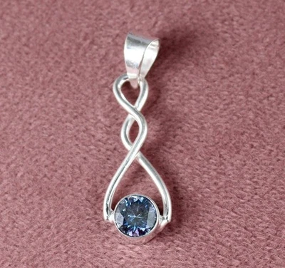 Pendentif femme certifié rond diamant bleu solitaire 1,13 ct solitaire... - Photo 1/4