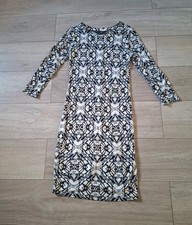 Dorothy Perkins Black Grey & White Stretch Bodycon Dress Wiggle Office UK12