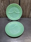Vintage Fire King Jadeite Restaurant Ware 3 Part Divided Plates 9-5/8" Lot Of 2