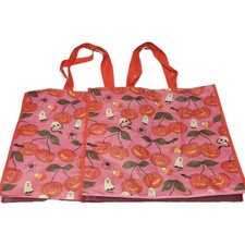 2 Reusable Shopping Totes Bags Halloween Skull Spider Ghost Bat Marshalls
