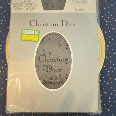 Rare Vintage Christian Dior Stockings Black Spot Design One Size 100% Nylon NOS