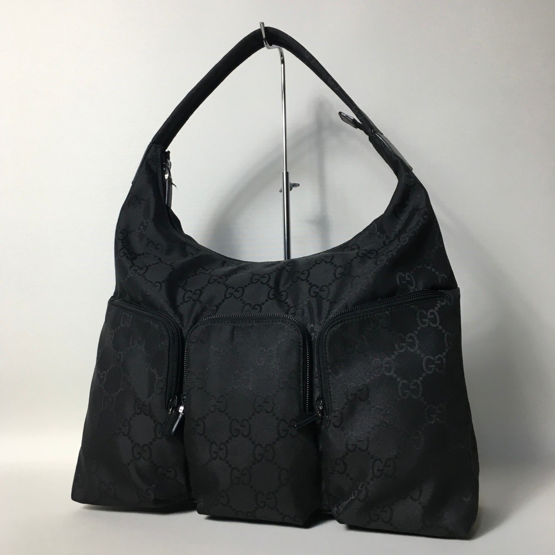 Vintage Gucci GG Nylon Black One Shoulder Bag from Japan Excellent Condition
