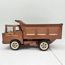 Vintage 11.5” Structo Dumper Pressed Steel Bronze Hydraulic Dump Truck