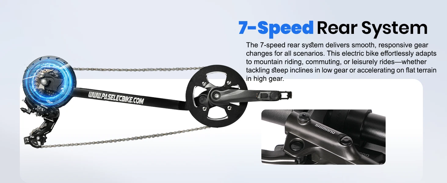 PASELEC GS9 27.5''Electric Bicycle 1000W Peak 16AH 28MPH Mountain E-Bike 8 Speed - 第 10/11 张图片