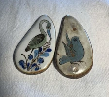 LOT Of 2 Ken Edwards Tonala Mexico Ceramic Medallions Trinket Art Pottery Signed