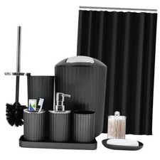 Bathroom Accessories Set, 10Pcs Bathroom Accessory Sets Complete with Black