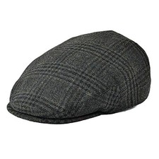 Men's Wool Tweed Newsboy Ivy Cap Gatsby Golf Flat Hat 7 1/2 Plaid Green