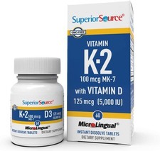 Superior Source Vitamin K-2 100 mcg with Vitamin D3 125 mcg - Bone Strength - -