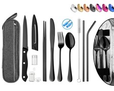 Portable Reusable Travel Utensils Silverware With Case, Camping Cutlery Set, Cho