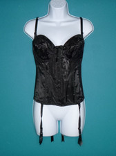 Vtg Empire Intimates Bustier Corset Bra W/ 4 Garters Style 6121 Sz 38D Black USA