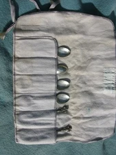 OLD Georg Jensen Silver Place Setting Anti Tarnish Bag w 6 Incised Italy spoons