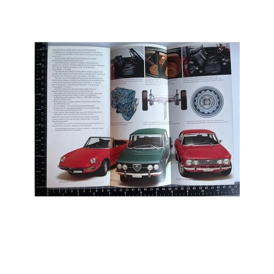 Винтаж 1972 Alfa Romeo 2000 серии рекламируемая модель брошюра и информационный бюллетень б/у в отличном состоянии - Изображение 4 из 4