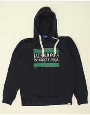 JACK & JONES Herren Graphic Hoodie Pullover Medium Navy Blau Baumwolle I205