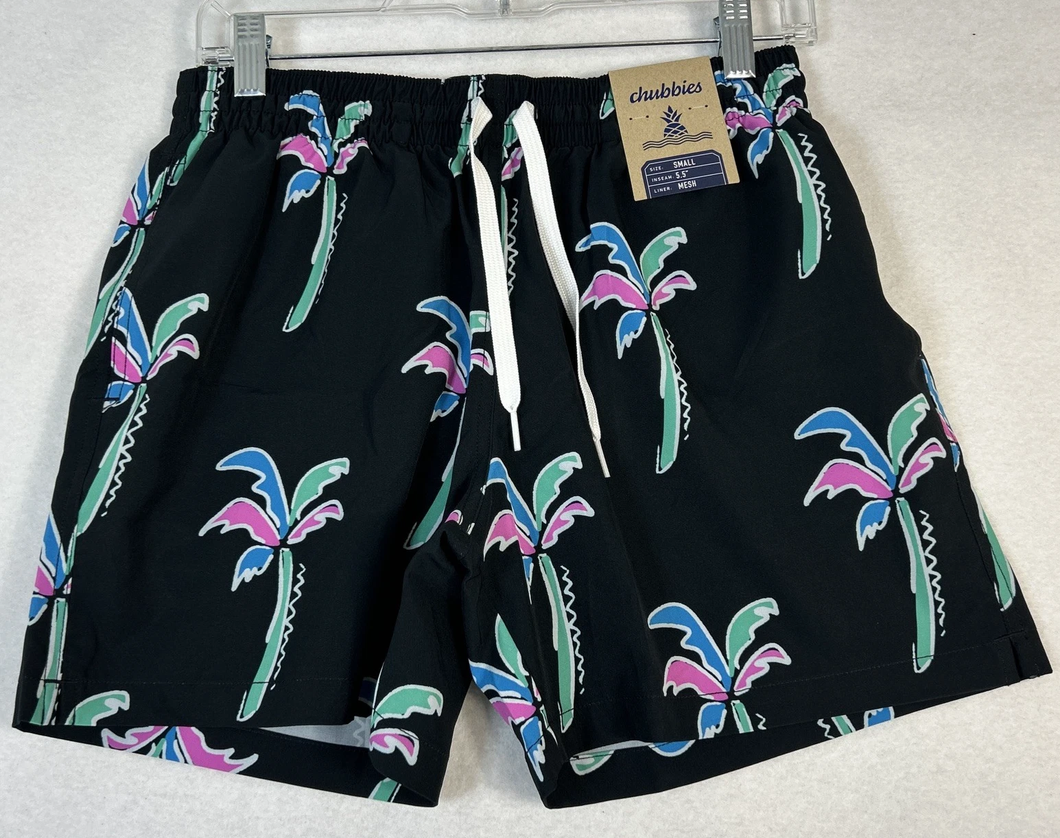 Chubbies The Havana Nights 5.5" Black Palms Short Swimwear Boxer Liner S