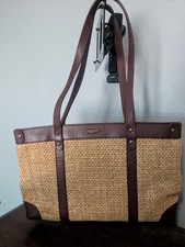 Vintage John Romain Woven Jute Straw Leather Purse Shoulder Bag