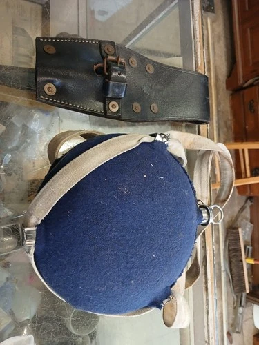 Civil War Reenactment Bulls Eye  Canteen - Blue Wool Cover + Cork Stopper Plus
