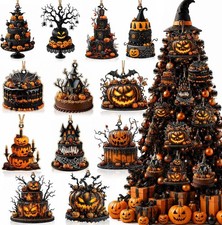 12Pcs Vintage Halloween Tree Ornaments Fall Hanging Ornaments Pumpkin Tree