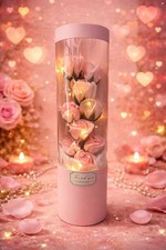 Valentine's Red rose flower bouquet with Led light installed