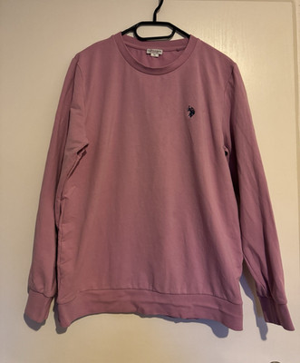 U.S. Polo Assn. Herren Pullover Rosa XL Feinstrick Logo Rundhals Langarm