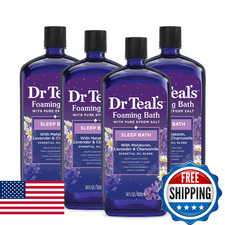 Dr Teal's Foaming Bath w/ Pure Epsom Salt, Melatonin Sleep Soak, 34oz 4-Pack 