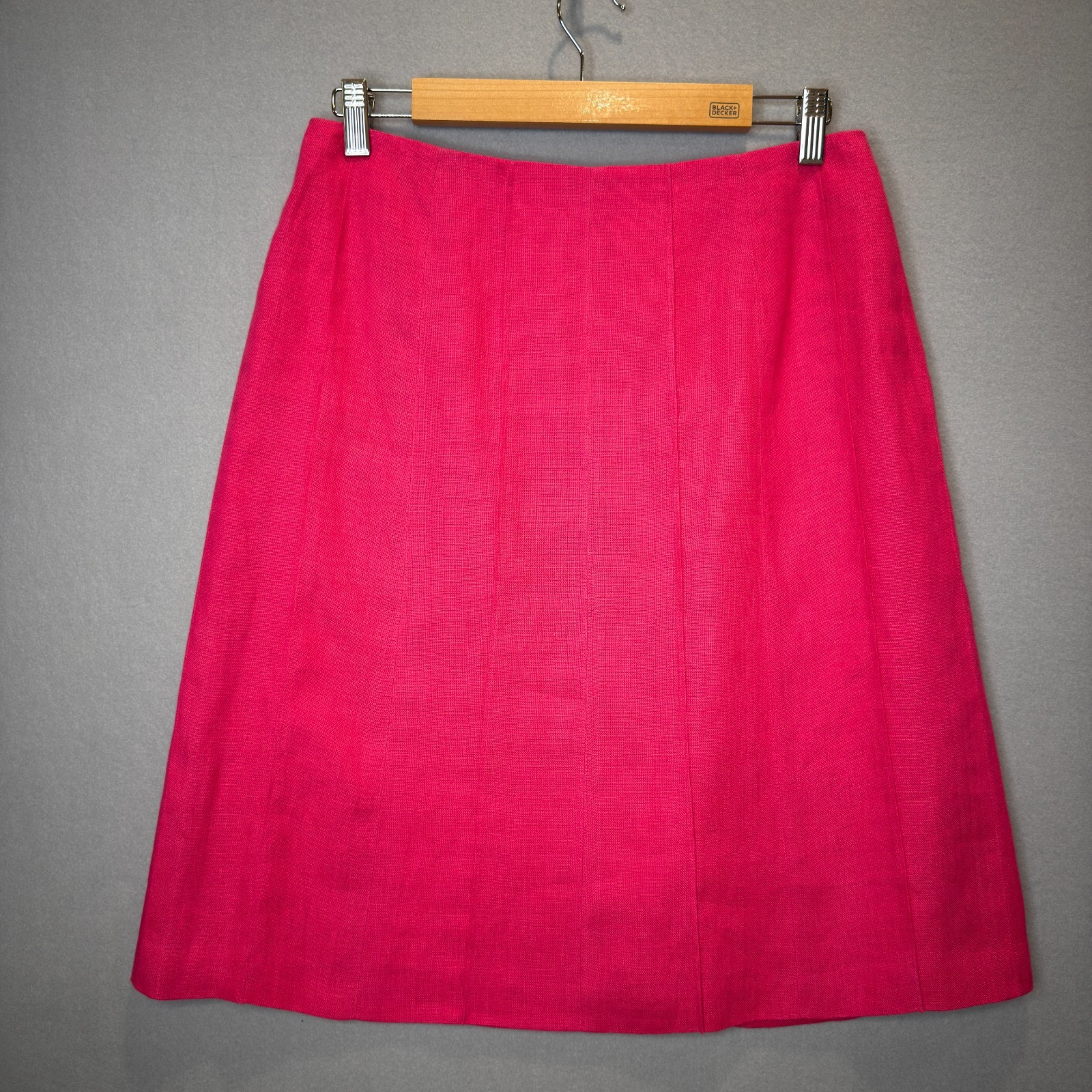 Talbots Women's Sz 10 Irish Linen Skirt A-Line Hot Pink Midi Fully Lined Career