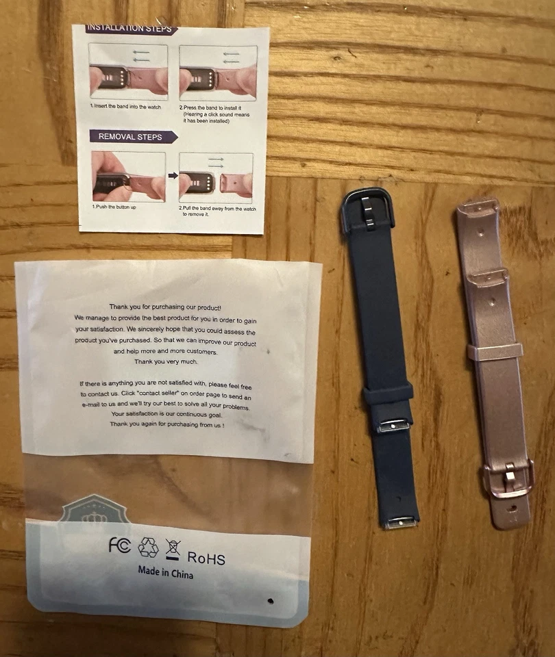 Paquete de 2 bandas de silicona suave Fitbit Luxe oro rosa azul marino grandes nuevas Foto 2 de 2