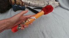 Drumbeater hand made for skin or synthetic shamanic drum, fungi mushroom artwork