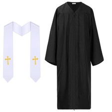 2 Pcs Clergy Robes Priest Costume Set Women Pulpit Choir Robe Baptism Church