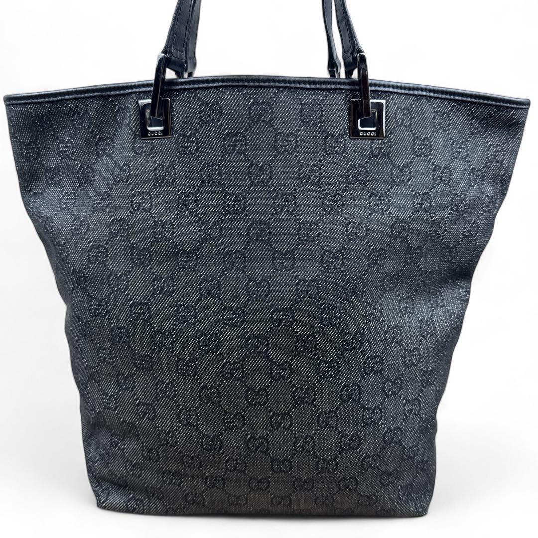 GUCCI GG Canvas Tote Bag in Black with Silver Hardware - Authentic Japanese Import