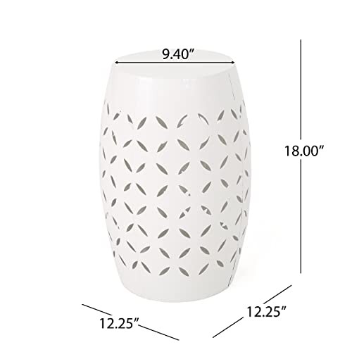 Lilac Outdoor 12" Iron Side Table, White - Picture 3 of 6