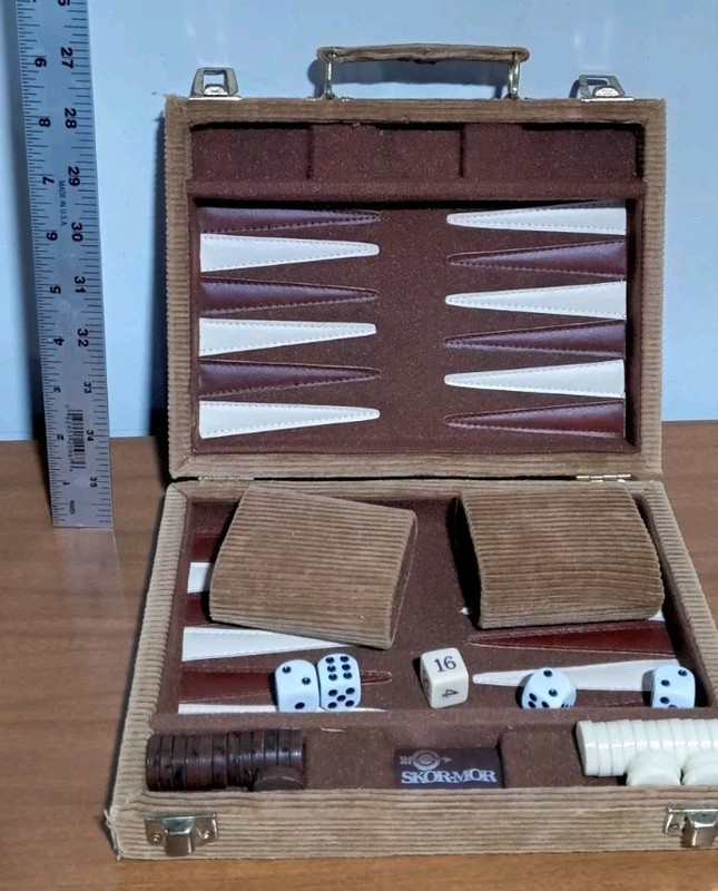 Magnetic Backgammon Board Game Set Skor-Mor In Travel Caudaroy Folding Case 
