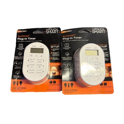 Lot Of 2 myTouchSmart Simple Set 7-Day Digital Timer Grounded Outlet Timer-35150
